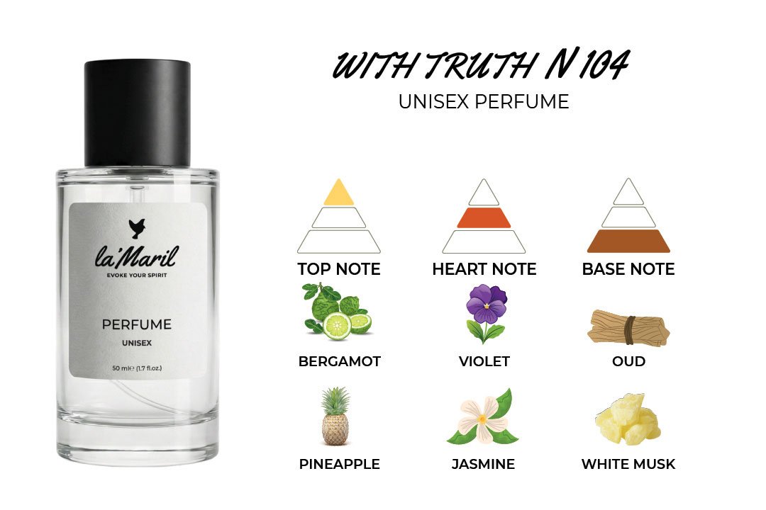 Mandarin Orange, Orange, Pineapple, Bergamot Ozonic notes, Amber, Violet, Jasmine, Rose Musk, Sandalwood, Birch, Agarwood (Oud) unisex lamaril perfumes in Türkiye